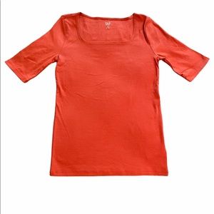 GAP Rust Half Sleeve Square Neck Tee